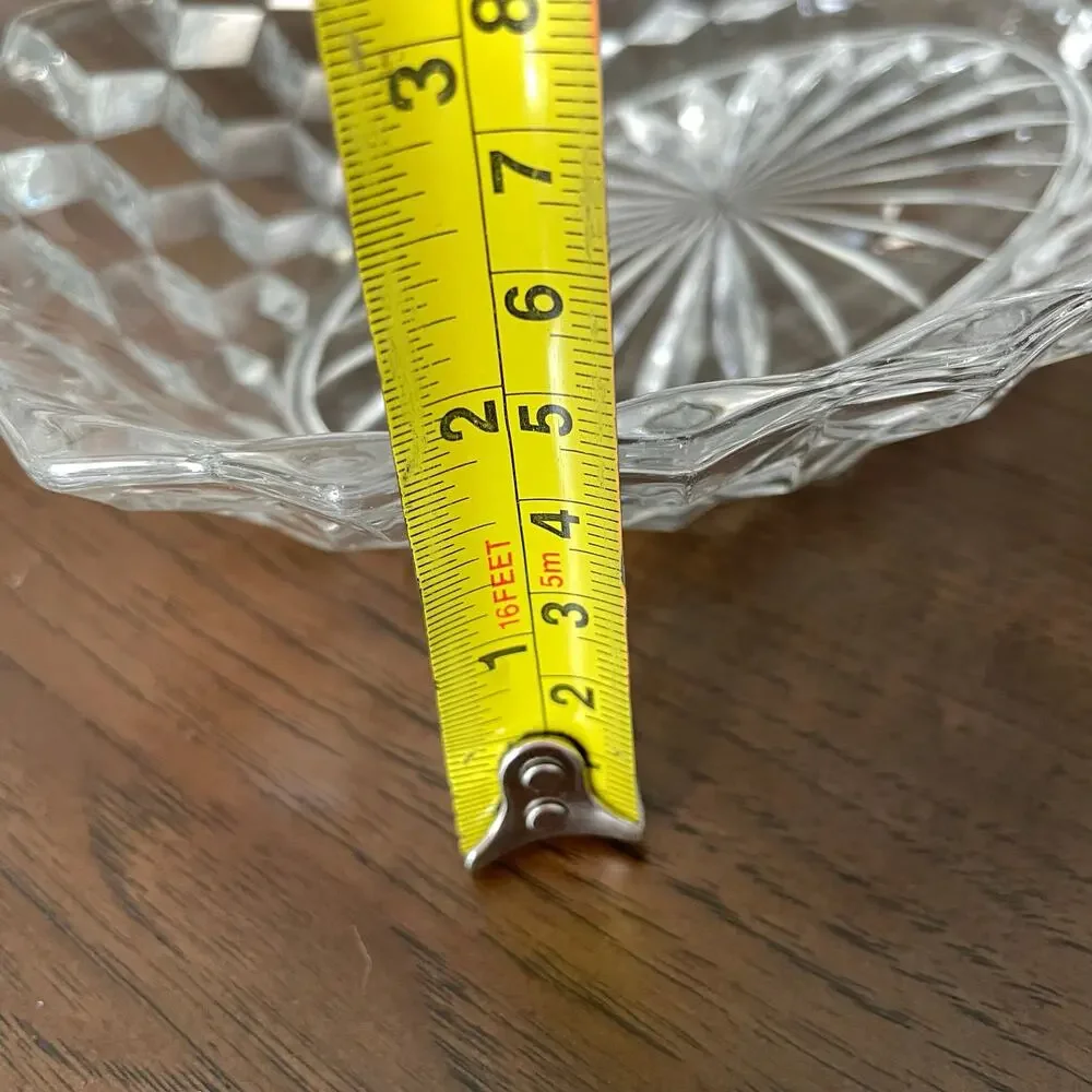 Fostoria American Clear Glass Oval Dish Bowl Serving Cubist Starburst Diamond